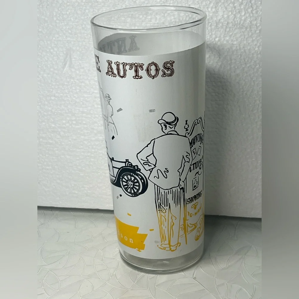 VINTAGE ANTIQUE AUTOS DRINKING GLASS 1913 HUDSON AUTO